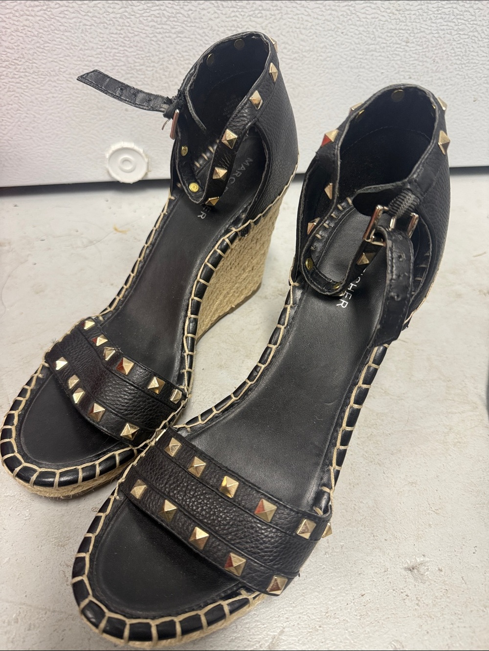 Studded Black Wedge Sandals MARC FISHER Wedges - Black - NEVER WORN - SIZE 10